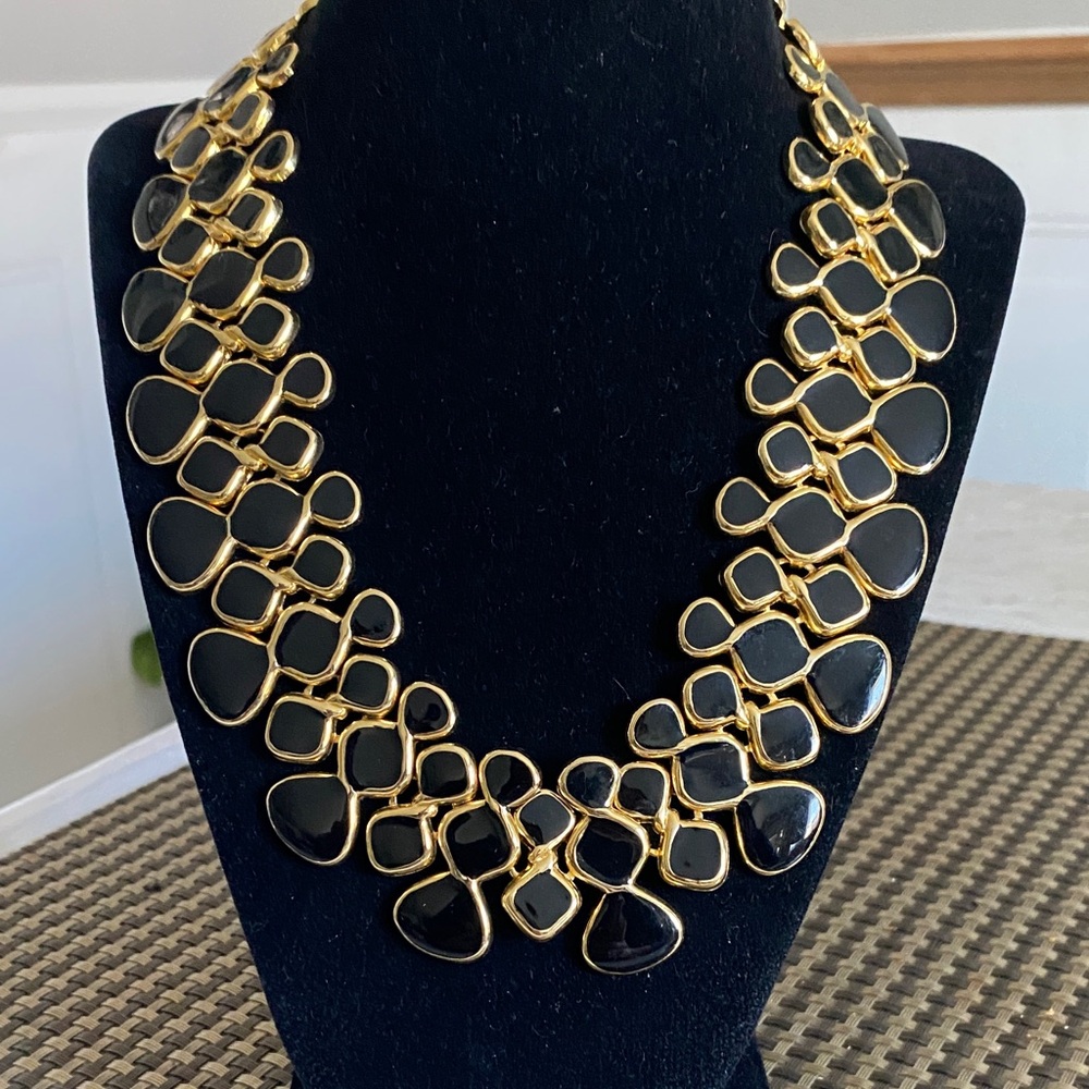 Gold and Black Statement Necklace - Women Jewelry - Picture 2 of 6